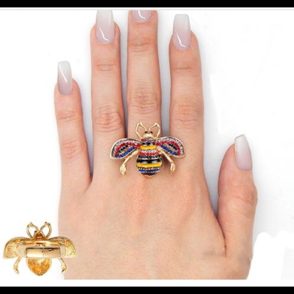 Rhinestone 28mm Bee Ring